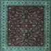 Square Machine Washable Persian Light Blue Traditional Rug, wshtr1928lblu