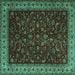 Square Persian Turquoise Traditional Rug, tr1928turq