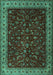 Machine Washable Persian Turquoise Traditional Area Rugs, wshtr1928turq