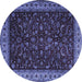 Round Machine Washable Persian Blue Traditional Rug, wshtr1928blu