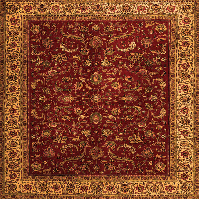 Round Machine Washable Persian Orange Traditional Area Rugs, wshtr1928org