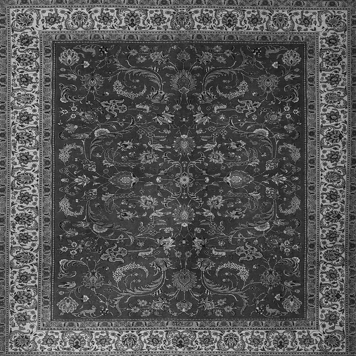 Round Machine Washable Persian Gray Traditional Rug, wshtr1928gry