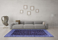 Machine Washable Persian Blue Traditional Rug, wshtr1928blu