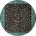 Round Machine Washable Persian Light Blue Traditional Rug, wshtr1928lblu