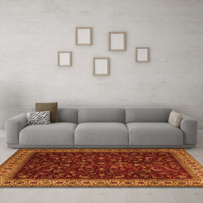 Machine Washable Persian Orange Traditional Area Rugs in a Living Room, wshtr1928org