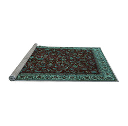 Sideview of Machine Washable Persian Light Blue Traditional Rug, wshtr1928lblu