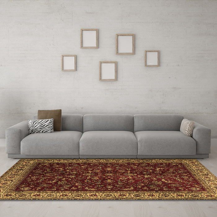 Machine Washable Persian Brown Traditional Rug in a Living Room,, wshtr1928brn