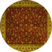 Round Machine Washable Persian Yellow Traditional Rug, wshtr1928yw