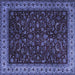 Square Machine Washable Persian Blue Traditional Rug, wshtr1928blu