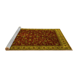 Sideview of Machine Washable Persian Yellow Traditional Rug, wshtr1928yw