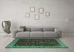 Machine Washable Persian Turquoise Traditional Area Rugs in a Living Room,, wshtr1928turq