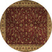 Round Machine Washable Persian Brown Traditional Rug, wshtr1928brn