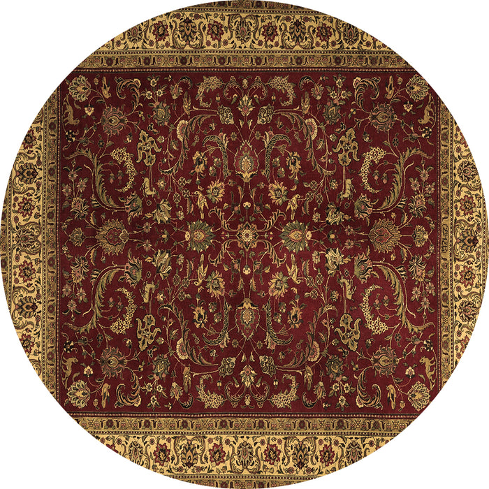 Round Persian Brown Traditional Rug, tr1928brn
