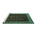 Sideview of Machine Washable Persian Turquoise Traditional Area Rugs, wshtr1928turq