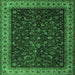 Square Machine Washable Persian Emerald Green Traditional Area Rugs, wshtr1928emgrn