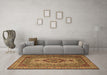 Machine Washable Medallion Brown Traditional Rug in a Living Room,, wshtr1929brn