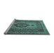 Sideview of Machine Washable Medallion Light Blue Traditional Rug, wshtr1929lblu