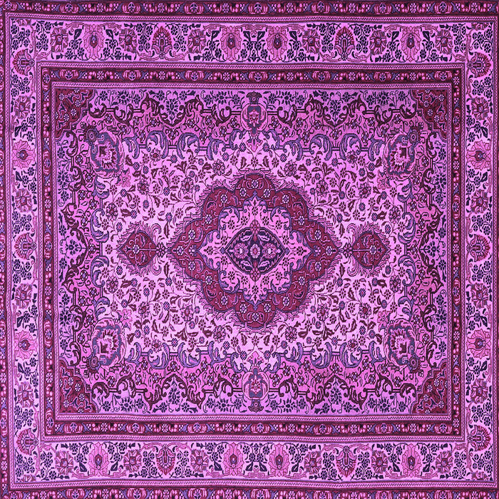 Square Machine Washable Medallion Purple Traditional Area Rugs, wshtr1929pur