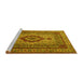 Sideview of Machine Washable Medallion Yellow Traditional Rug, wshtr1929yw