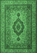 Machine Washable Medallion Emerald Green Traditional Area Rugs, wshtr1929emgrn