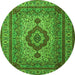 Square Medallion Green Traditional Rug, tr1929grn