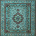 Square Medallion Light Blue Traditional Rug, tr1929lblu