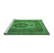 Sideview of Machine Washable Medallion Emerald Green Traditional Area Rugs, wshtr1929emgrn