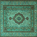 Square Medallion Turquoise Traditional Rug, tr1929turq