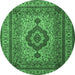 Round Medallion Emerald Green Traditional Rug, tr1929emgrn