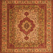 Serging Thickness of Medallion Orange Traditional Rug, tr1929org