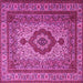 Square Machine Washable Medallion Pink Traditional Rug, wshtr1929pnk