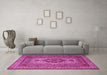 Machine Washable Medallion Pink Traditional Rug in a Living Room, wshtr1929pnk