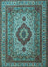 Machine Washable Medallion Light Blue Traditional Rug, wshtr1929lblu