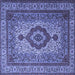 Square Machine Washable Medallion Blue Traditional Rug, wshtr1929blu