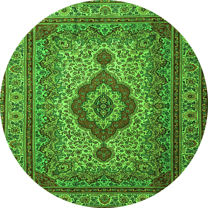 Machine Washable Medallion Green Traditional Area Rugs, wshtr1929grn