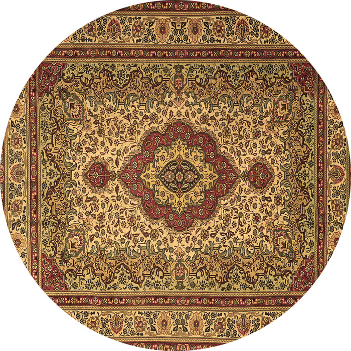 Round Medallion Brown Traditional Rug, tr1929brn
