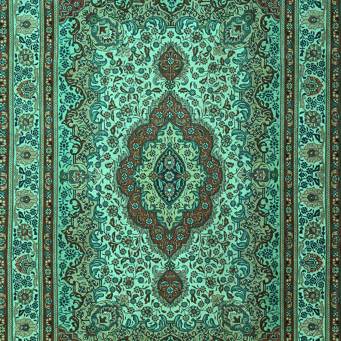 Machine Washable Medallion Turquoise Traditional Area Rugs, wshtr1929turq