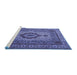 Sideview of Machine Washable Medallion Blue Traditional Rug, wshtr1929blu