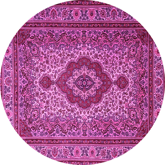 Round Medallion Pink Traditional Rug, tr1929pnk