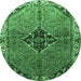 Round Persian Emerald Green Traditional Rug, tr192emgrn