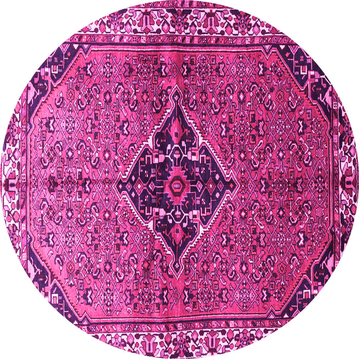 Round Machine Washable Persian Pink Traditional Rug, wshtr192pnk