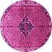 Round Machine Washable Persian Pink Traditional Rug, wshtr192pnk