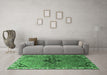 Machine Washable Persian Emerald Green Traditional Area Rugs in a Living Room,, wshtr192emgrn