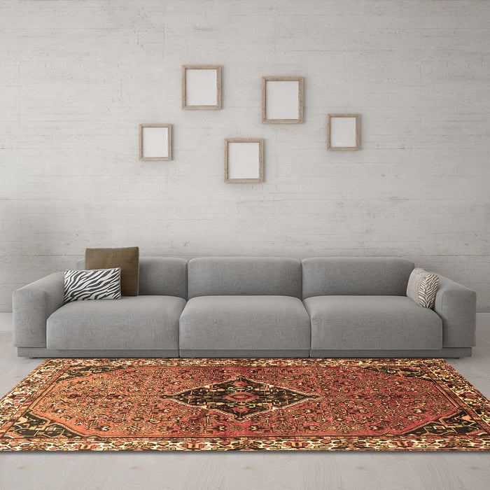 Machine Washable Persian Brown Traditional Rug in a Living Room,, wshtr192brn