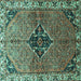 Square Machine Washable Persian Turquoise Traditional Area Rugs, wshtr192turq