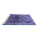 Sideview of Machine Washable Persian Blue Traditional Rug, wshtr192blu