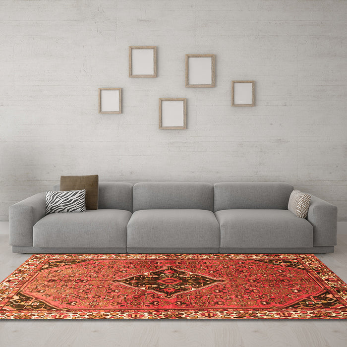 Machine Washable Persian Orange Traditional Area Rugs in a Living Room, wshtr192org
