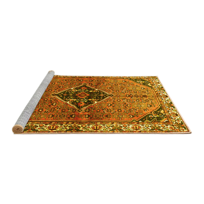 Sideview of Machine Washable Persian Yellow Traditional Rug, wshtr192yw