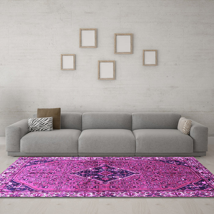 Machine Washable Persian Purple Traditional Area Rugs in a Living Room, wshtr192pur