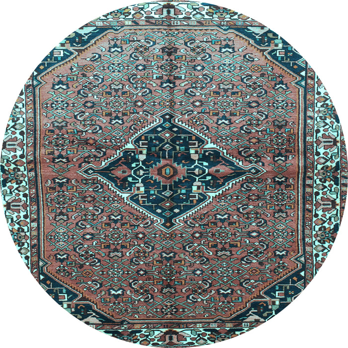 Round Machine Washable Persian Light Blue Traditional Rug, wshtr192lblu